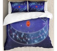 MJNLYDAO Bedding duvet set Reversible soft print set Hypoallergenic glue cover Bedding kit with 2 pillowcases,Band of the Zodiac ecliplic illustration with the thirteen constellations o,228x264cm