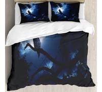 MJNLYDAO Bedding duvet set Reversible soft print set Hypoallergenic glue cover Bedding kit with 2 pillowcases,quiet night a bright moon rising over the clouds illuminates the darkness a,228x264cm
