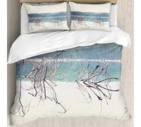 MJNLYDAO Bedding duvet set Reversible soft print set Hypoallergenic glue cover Bedding kit with 2 pillowcases,Branch of fallen tree sticking out from blue water of mountain lake mountai,228x264cm
