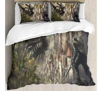 MJNLYDAO Bedding duvet set Reversible soft print set Hypoallergenic glue cover Bedding kit with 2 pillowcases,huge Cyclops monster with tentacles at the end of which there are many eyes,228x264cm