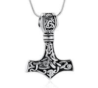 Mjolnir Thors Hammer Cremation Jewelry for Ashes Pendant - Thors Hammer Urn Necklace with Mini Keepsake Urn Memorial Ash Jewelry For Men/Women