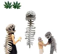 MJOYIS Dino Skeleton Plush, 3D Design Plush Dino Outfit, Funny Creative Fluff-Ified Dinosaur Bones, Realistic Halloween Dinosaur Skeleton Spinosaurus Costume Headpiece Plushs Toy Cosplay(Kid2' 9.5")