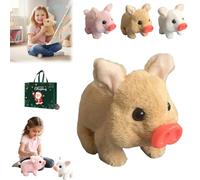 MJOYIS Electric Pig Plush Realistic Toy, New Interactive Crawling Piglet, Electronic Walking Piggy Toy, Stuffed Pet Pigs with Wagging Tail & Twitching Nose & Oink That Acts like a Real Pigs(Yellow)