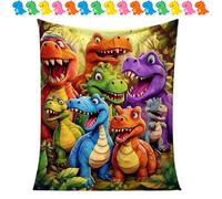 MJOYIS Soft Funny Throw Blanket Cute Smiling Dinosaurs HD Digital Print Flannel, Contemporary Animal Theme, Cute Dragon Cozy Lightweight Blanket, Warm Ultra-Soft Nap Throw for Home Travel(70x90in)
