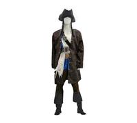 MJPARTY Adult Caribbean Pirate Costume, Deluxe Captain Jack Complete Outfit, Halloween Mens Fancy Dress (Standard)