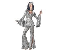 MJPARTY Ladies Dancing Queen Costume Womens 1970's Fancy Dress 70s Costume Disco Diva Outfit Adult (Large)