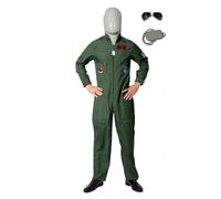 MJPARTY Mens 80s Pilot Costume Flight Fancy Dress Outfit Adult Aviator Movie Costumes (XL)