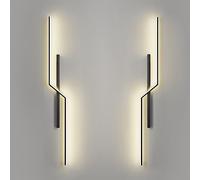 Mjsdjof 2 Pack Aluminum Long Bar Wall Sconces, Black Wall Lamp, Linear Metal Wall Lights with White Acrylic Shade, LED Bedside Sconce Light Fixture, Minimalist Hallway Lighting Wall Washer
