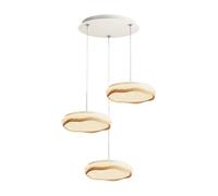 Mjsdjof 3-Head Dining Room Pendant Light, White Metal Hanging Lamp with Acrylic Lampshade, Ultra-Thin Disc Suspension Lamps, 48W LED Droplight - 3 Colors, Modern Minimalist Ceiling Lights