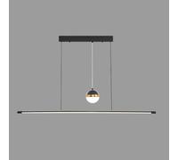 Mjsdjof 39.4" Long Linear Pendant Light, Ultra-Thin Flute Hanging Lamp, Strip Metal Suspension Lamps with Acrylic Shade, Modern LED Chandelier 14W - Dimming, Restaurant Lighting Ceiling Lights(Black)