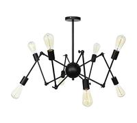Mjsdjof 8-heads Sputnik Chandeliers, Black Metal Pendant Lights with Adjustable Function, E27 Lighting Fixture, Retro Spider Ceiling Hanging Lamps for Living Room, Dining Room