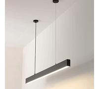 Mjsdjof Aluminum Linear Pendant Lights, Black Rectangular Hanging Light with Strip Acrylic Shade, Modern LED Suspension Lighting, Creative Dining Room Droplights (White Light-6000K)