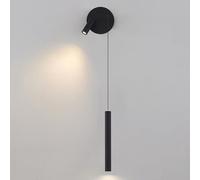 Mjsdjof Black Long Tube Wall Lamp, Bedside Reading Light with 350°+90° Rotation Adjustment Function, Modern LED Wall Sconce, Ultra-thin Metal Strip Wall Lamps, Bedroom Lighting Wall Lights