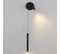Mjsdjof Black Long Tube Wall Lamp, Bedside Reading Light with 350°+90° Rotation Adjustment Function, Modern LED Wall Sconce, Ultra-thin Metal Strip Wall Lamps, Bedroom Lighting Wall Lights
