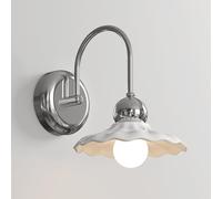 Mjsdjof Chrome Wall Lamp, Metal Gooseneck Wall Light with White Ceramic Lampshade, Postmodern Bedside Wall Sconce, E27 Socket, Indoor Lighting Wall Lamps, Nordic Minimalist Wall Lights