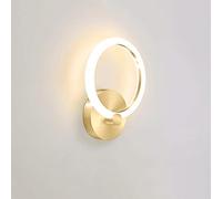 Mjsdjof Creative Ring Wall Light, Wrought Iron Chassis + Acrylic Lampshade Wall Sconces, Modern 10W LED Wall Lamp, Golden Wall Hanging Lights for Bedroom, Corridor, Living Room, Stairwell