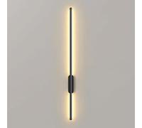 Mjsdjof Linear Long Tube Wall Lamp, Metal Flute Wall Light with Silicone Lampshade, Black Strip Wall Sconce, Modern LED Wall Lamps, Ultra-thin Bedside Wall Lights Fixture