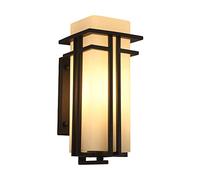 Mjsdjof Oriental Traditional Sconces Lights, Outdoor Waterproof Exterior Wall Light, IP65 Protection, Metal Wall Lamp with Rectangle Glass Lampshade Sconce Lamps, Corridor Wall Lighting