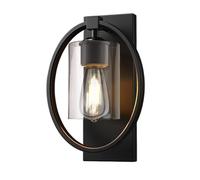 Mjsdjof Post-Modern Bedside Wall Lamp, Ring Metal Light Wall with Glass Shade, Indoor Porch Wall Sconce, Black Industrial Wall Lamps, Nordic Minimalist Wall Lights for Living Room