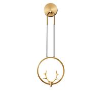 Mjsdjof Ring Bedside Wall Light, Slim Brass Wall Lamp with Stag Antler Decor, Modern LED Wall Sconce - 10W - 3 Color Mode, Kids Room Lighting Wall Lights, Copper Hallway Wall Lamps