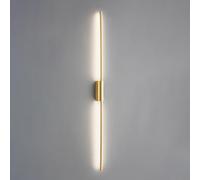 Mjsdjof Strip Brass Wall Light, Modern LED Wall Sconce, Ultra-thin Copper Flute Wall Lamp with Acrylic Shade, Linear Long Wall Lights, Hallway Background Lighting Wall Lamps, 3 Color Mode