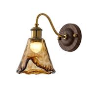 Mjsdjof Vintage Industrial Wall Lamp, Walnut Wood Grain Finish Wall Light, Metal Gooseneck Wall Sconce with Glass Shade, E27 Socket, Japanese-Style Design Wall Lamps for Living Room