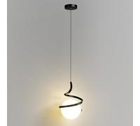 Mjsdjof White Planet Pendant Light, Spiral Metal Hanging Lamp with Spherical Acrylic Shade, E27 Bedside Chandelier, Children's Room Decorative Suspension Lamps, Modern Simple Drop Lights