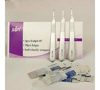 MJW 3 pcs BP Scalpel Handle no.3 With 50 Pcs Cutting Edges no 10 Perfect for Hobby Arts Crafts Card Making Dermaplaning and Crafting Tools