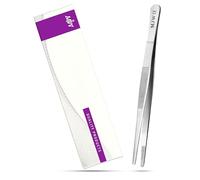 MJW Cooking Tweezer - 14 cm Stainless Steel Straight Blunt Kitchen Tweezer for Chefs, Serrated Tip Food Tweezer for Garnishing Plates, Baking and Grilling