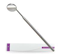 MJW Dental Mirror for Mouth with Handle Made of Stainless Steel for Teeth Cleaning, Oral Hygiene Inspection and Lash Extension Mirror Tool for Personal use - round mounted 1.96 in