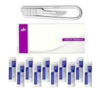 MJW Foldable Scalpel Handle no.3 with 10 pcs Scalpel Cutting Edge #10 ideal Arts, Crafts, Wood Art and Grafting Dermaplaning Handle, Pocket Crafting Scalpel