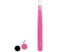 MJW Professional Eyebrow Tweezer of Stainless Steel- Slanted Plucking Tweezers for Facial Hair Removal for Women and Men- Precision Tweezers for Ingrown Hair (Pink Eyebrow Tweezer)