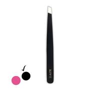 MJW Professional Eyebrow Tweezer of Stainless Steel- Slanted Plucking Tweezers for Facial Hair Removal for Women and Men- Precision Tweezers for Ingrown Hair (Black Eyebrow Tweezer)