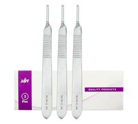 MJW Scalpel Handle No.3 - Set of 3 Pcs Stainless Steel Crafting Handle No.3 Ideal for Wood Art, Card Making, Grafting, Sculpting and Dermaplaning