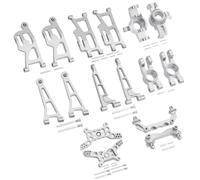Mjx 14210 14209 H14BM Metal Steering Cup Upper Lower Swing Arm Set Shock Tower Bracket Body Post RC Car Upgrade Spare Part (Silver)