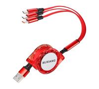 MJXIANG Multi USB C Retractable Cable 1M, QC 3.0(3A)USB C Splitter Cable 3 in 1 with 3 Type C Connectors, Fast Charging for iPhone 17/16/15 Series, iPad Pro, Samsung Galaxy S25, Xiaomi, Sony, LG, PS5