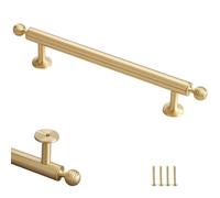 MJYDKBZ 128mm Furniture Handles Gold, 2 Pack Drawer Handle Solid Brass | Brushed Surface, Kitchen Door Handles Hole Centers: 64-320mm Cupboard Handle Cabinet Pulls Wardrobe Pulls 128mm/5in