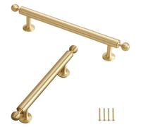 MJYDKBZ 96mm Cabinet Handles Gold, 2 Pack Furniture Handle Solid Brass | Brushed Surface, Kitchen Door Handles Hole Centers: 64-320mm Cupboard Handle Drawer Pulls Wardrobe Pulls 96mm/3.8in