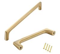 MJYDKBZ Cabinet Handles 160mm Gold, 2 Pack Furniture Handle Solid Brass | Brushed Surface, Kitchen Door Handles Hole Centers: 96-192mm Cupboard Handle Drawer Pulls Wardrobe Pulls 160mm/6.3in