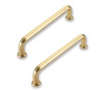MJYDKBZ Cabinet Handles, 2 Pack Drawer Knobs Gold Furniture Pulls Modern Wardrobe Handle Zinc Alloy | Brushed Surface, Kitchen Pull Hole Spacing 128mm/5in Cupboard Handles with Fixing Screw