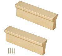 MJYDKBZ Cabinet Handles Gold Matt, 2 Pack Furniture Handle Solid Brass | Brushed Surface, Kitchen Door Handles Hole Centers: 32-850mm Cupboard Handle Drawer Pulls Wardrobe Pulls 76mm/3in