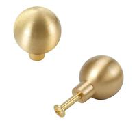 MJYDKBZ Cabinet Handles Gold Matt, 2 Pack Furniture Handle Solid Brass | Brushed Surface, Kitchen Door Handles Hole Centers: 96-192mm Cupboard Handle Drawer Pulls Wardrobe Pulls Single Hole