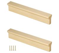 MJYDKBZ Furniture Handles 128mm Gold, 2 Pack Drawer Handle Solid Brass | Brushed Surface, Kitchen Door Handles Hole Centers: 32-850mm Cupboard Handle Cabinet Pulls Wardrobe Pulls 128mm/5in