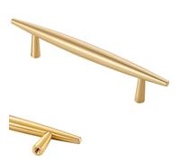 MJYDKBZ Furniture Handles 160mm Gold, 2 Pack Drawer Handle Solid Brass | Brushed Surface, Kitchen Door Handles Hole Centers: 64-224mm Cupboard Handle Cabinet Pulls Wardrobe Pulls 160mm/6.3in
