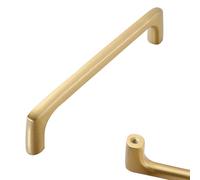 MJYDKBZ Furniture Handles Gold 96mm, 2 Pack Drawer Handle Solid Brass | Brushed Surface, Kitchen Door Handles Hole Centers: 96-192mm Cupboard Handle Cabinet Pulls Wardrobe Pulls 96mm/3.8in