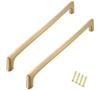 MJYDKBZ Gold Cabinet Handles Modern, 2 Pack Furniture Handle Solid Brass | Brushed Surface, Kitchen Door Handles Hole Centers: 96-192mm Cupboard Handle Drawer Pulls Wardrobe Pulls 192mm/7.6in