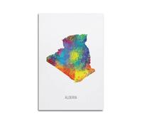 MJZLQN Map Poster Of Algeria With Watercolor Poster Decorative Painting Canvas Wall Posters And Art Picture Print Modern Family Bedroom Decor Posters 16x24inch(40x60cm)