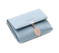 Mjzzh Women's Smooth Soft Faux Leather Wallet Small Landscape Simple Multifunctional Card Holder Large Capacity Blue