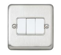 MK Albany Plus K4673BSS 10A 3G 2-Way Single Pole Switch