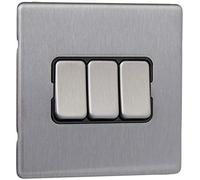 MK Aspect K24373BRCB 10A 2-Way Triple Switch Single Pole - Brushed Chrome